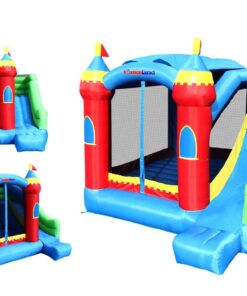 Alternative view of Bounceland Royal Palace Inflatable Bounce House, with Long Slide, Large Bouncing Area, Basketball Hoop and Sun Roof, 13 ft x 12 ft x 9 ft H, UL Strong Certified Blower, Castle Kids Party Theme With Blower