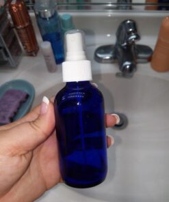 Sally's Organics® 4oz Empty Blue Glass Spray Bottles - Small 4 oz Misters Great for Face Spritz, Essential Oils, Beauty Solutions, and Cleaning Sprayer - Portable Atomizer Spritzer - 2 Pack 32 61TlM7QF8mL