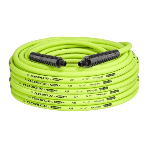 Flexzilla Air Hose, 1/4 In. x 100'., 1/4 In. MNPT Fittings, Heavy Duty, Lightweight, Hybrid, Zillagreen - HFZ14100YW2 Flexzilla 1/4" (inches) x 100' (feet) Coupler and Plug