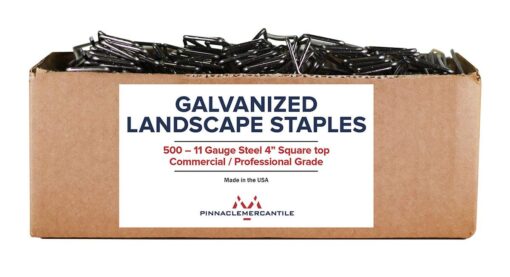 Pinnacle Mercantile USA Made 500-4 Inch Galvanized Garden Landscape Fabric Anchor Staples Thick 11 Gauge Steel Alloy Steel