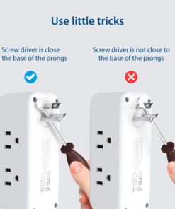 Alternative view of TROND Outlet Extender Surge Protector USB - Multi Plug Outlet Splitter with 360° Rotating Plug, 6 AC Outlets, 2 USB A Ports, 1 USB C, Wall Plug Extender, Power Switch, 1440J, 3-Side Power Strip, White