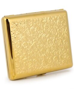 Pure Copper Embossed Arabesque Metal Cigarette Case Cardcase for 100's Cigarettes (Gold) Gold 19 61Ton ALLhL