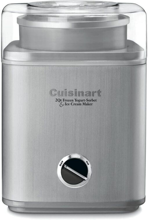 CUISINART Ice Cream Maker, Ice Cream and Frozen Yogurt Machine, 2-Qt. Double-Insulated Freezer Bowl, Silver, ICE30BCP1 Brushed Chrome