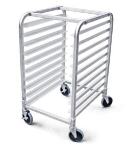 New Star Foodservice 36510 Commercial-Grade Aluminum 10-Tier Sheet Pan/Bun Pan Rack, 26" L x 20" W x 38" H with Brake Wheels 26 x 20 x 38 20 61TqAJ6jmqL