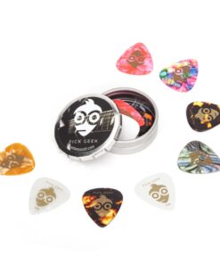 Pick Geek Cube | 2 x Sets of Premium Guitar Picks for your Electric, Acoustic or Bass Guitar | Celluloid & Delrin (Tortex) | X Heavy, Heavy, Medium & Light | Gifted in 2 x Metal Pocket Boxes 16 61TrHdO22sL