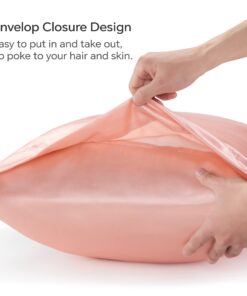BEDELITE Satin Silk Pillowcase for Hair and Skin, Coral Pillow Cases Standard Size Set of 2 Pack, Super Soft Pillow Case with Envelope Closure (20x26 Inches) Standard (20" x 26") 22 61TrJGJmc3L
