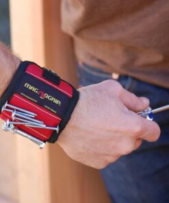 MagnoGrip Magnetic Wristband for Holding Screws, Nails, Drill Bits - Cool Gifts for Men - Super Strong Magnets - Great DIY Gifts for Christmas, Dad, Husband, Handyman, Handy Woman, Craft Enthusiasts Red 15 61TrLxHHrrL