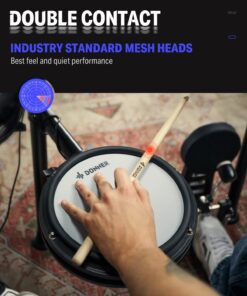 Donner DED-200 Electric Drum Sets with Quiet Mesh Drum Pads, 2 Cymbals w/Choke, 31 Kits and 450+ Sounds, Throne, Headphones, Sticks, USB MIDI, Melodics Lessons (5 Pads, 3 Cymbals) 19 61Trc9llOTL