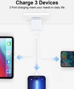 Wall Charger, USB Charger Adapter, 3.1A/3Pack Muti Port Fast Charging Station Power Charge Base Block Plug for iPhone 15 14 13 12 Pro/SE/11Pro Max/X/8 Plus, Samsung S21/S10/S9/S8, Kindle Fire USB Plug White 21 61U0nvrUk2L