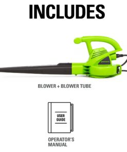 Greenworks 7 Amp 160 MPH/150 CFM Single Speed Electric Blower, 24012 31 61U1nyJdhcS