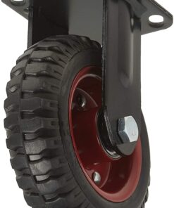 POWERTEC 6 Inch Heavy Duty Fixed Caster Wheels, Pneumatic Plate Casters with Rubber Knobby Tread for Workbench, Dolly, Cart, Trolley, Wagon & Chicken Coop, Large Castor Wheels, 1pk (17052) 10 61U2K00YqGL