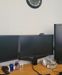 MOUNTUP Triple Monitor Stand Mount - 3 Monitor Desk Mount for Computer Screens Up to 27 inch, Triple Monitor Arm with Gas Spring, Heavy Duty Monitor Stand, Each Arm Holds Up to 17.6 lbs, MU0006 Black 40 61U3hpS DBL