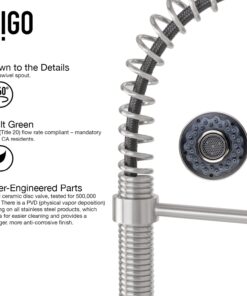 VIGO VG02001ST 19" H Edison Single-Handle with Pull-Down Sprayer Kitchen Faucet in Stainless Steel 30 61U50zHWakL