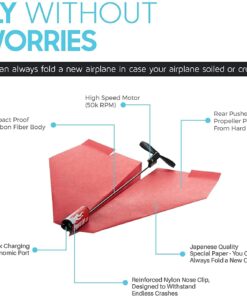 POWERUP 2.0 Paper Airplane Conversion Kit | Electric Motor for DIY Paper Planes | Fly Longer and Farther | Perfect for Kids & Adults | Ready to Use Aeroplane Engine Kits Red, Black 16 61U6T7fNFVS