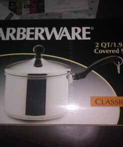 Farberware Classic Stainless Steel 2-Quart Mirror Satin Covered Saucepan, Silver Saucepot w/ Regular Lid (2 Quart) 27 61U79Bsi6rL