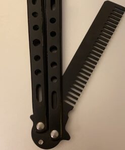 Generic New 1Pc Black Metal Practice Butterfly Comb Style Knife Trainer Tool 24 61UBcERpsjL