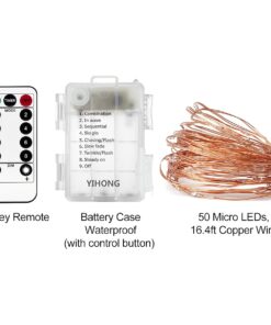 YIHONG 2 Pack Christmas Fairy Lights Battery Operated with Remote Control, 16ft 8 Modes String Lights 50Leds Twinkle Firefly Lights for Patio Garden Party Decoration- Warm White 30 61UEfeDWNXL