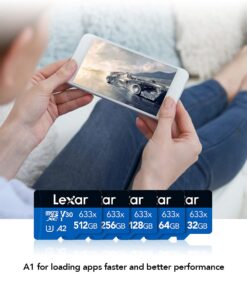 Lexar High-Performance 633x 64GB microSDXC UHS-I Card w/ SD Adapter, C10, U3, V30, A1, Full-HD & 4K Video, Up To 100MB/s Read, for Smartphones, Tablets, and Action Cameras (LSDMI64GBBNL633A) Single 21 61UEvCULfFS