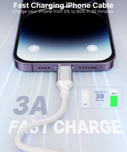 Short iPhone Charger 1ft 2Pack, Apple Certified 1 Foot iPhone Charger Cord Nylon Braided 12 Inch Short Cable Fast Charging Compatible with iPhone 13 12 11 Pro Max XR XS 8 7 6 Plus SE 2020 White 20 61UFG9STGdL