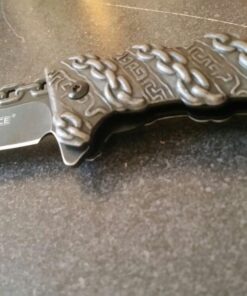 TAC FORCE Spring Assisted Folding Pocket Knife –Stonewashed Finish Stainless Steel Blade and Handle with Sculpted Chain Link Design, Includes Pocket Clip, Tactical, EDC, Rescue - TF-859 31 61UGgdl36fL