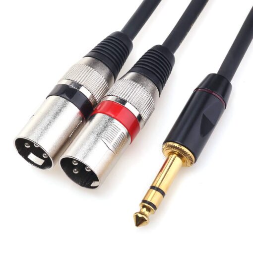 Disino 1/4 TRS to Dual XLR Male Y-Splitter Stereo Breakout Cable 1/4 inch(6.35mm) to 2 XLR Patch Cable - 10 FT/3m 10 feet