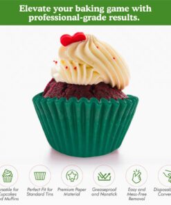 Regency Wraps Greaseproof Professional Grade Standard Baking Cups, Pack of 40, Green Solid 10 61UGvztBQ7L