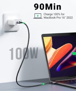 UGREEN 100W USB C to USB C Cable Type C Fast Charging Compatible with iPhone 15/15 Plus/15 Pro/15 Pro Max/Samsung Galaxy S23/S22 Ultra/Laptop/Tablet/Switch, etc. 6.6FT Black 1 12 61UHHkL4diL