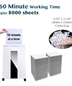 WOLVERINE 18-Sheet 60 Mins Running Time Cross Cut High Security Level P-4 Heavy Duty Paper/CD/Card Ultra Quiet Shredder for Home Office with 6 Gallons Pullout Waste Bin SD9113 (White ETL) 18-Sheet Level P4-White 12 61UHgHnvtwL