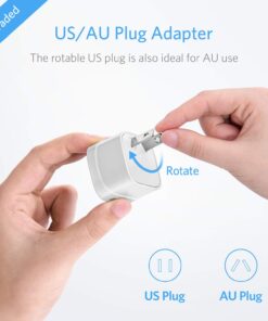 Alternative view of BESTEK Universal Travel Adapter 220V to 110V Voltage Converter with 6A 4-Port USB Charging and UK/AU/US/EU Worldwide Plug Adapter (White) white