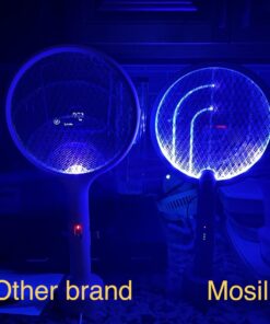 Electric Fly Swatter Racket, Mosiller 4000V 2 in 1 Bug Zapper with USB Rechargeable Base, Powerful Mosquitoes Trap Lamp & Fly Killer with 3 Layer Safety Mesh for Home, Bedroom, Kitchen, Patio (1 Pack) 1 Pack 33 61UMEbdGd8L 4