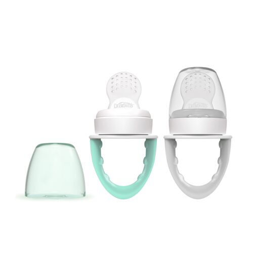 Dr. Brown's Designed to Nourish, Fresh Firsts Silicone Feeder, Mint & Gray, 2 Count 2 Pack, Mint & Gray