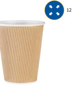 Genuine Joe GJO11260PK Insulated Ripple Hot Cup, 12-Ounce Capacity (Pack of 25),Brown Brown 12 ounces 19 61UNsh DbRL