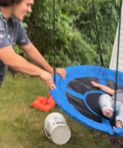 SUPER DEAL 40 Inch Blue Saucer Tree Swing Set for Kids Adults 800lb Weight Capacity Waterproof Flying Swing Seat Textilene Fabric with Adjustable Hanging Ropes for Outdoor Playground, Backyard 25 61URfnMFLUL