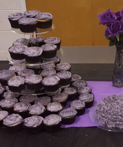 YestBuy 4 Tier Round Acrylic Cupcake Stand with Base, Premium Cupcake Holder, Acrylic Cupcake Tower Display Cady Bar Party Décor – Display for Pastry (4" Between 2 Layers) 4 Tier Round ( 4" between 2 layers) 29 61USUvkPL2L