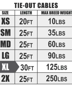 BV Pet Tie Out Cable for Dogs Up to 125 Pounds, 30 Feet (Red/ 125lbs/ 30ft) 125lbs/ 30ft/ Red 21 61USo42EXyL