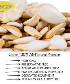 GERBS Unsalted Jumbo Whole Pumpkin Seeds, 32 ounce Bag, Roasted, Top 14 Food Allergy Free, Non GMO, Vegan, Keto, Paleo Friendly Jumbo Unsalted 2 Pound (Pack of 1) 17 61UTgdWRqL