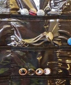 Hanging Jewelry Organizer, Dual Sided Closet Organizers, Earrings Bracelet Necklace Socks Pantyhose Storage Display Bag (Black (40 Pockets & 20 Hook-and-Loop Tabs)) Black (40 Pockets & 20 Hook-and-Loop Tabs) 27 61UV2v7o gL 1