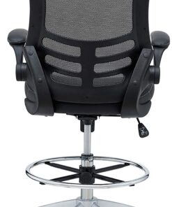 Modway Attainment Vinyl Drafting Chair - Drafting Stool With Flip-Up Arm in Black 37 61UYRcKoKL