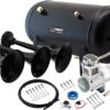 Vixen Horns Train Horn Kit for Trucks/Car/Semi. Complete Onboard System- 200psi Air Compressor, 5 Gallon Tank, 3 Trumpets. Super Loud dB. Fits Vehicles like Pickup/Jeep/RV/SUV 12v VXO8350/3418B 200PSI + 5GAL + 3TPS HD In-Line Black 14 61UYVISRw2L