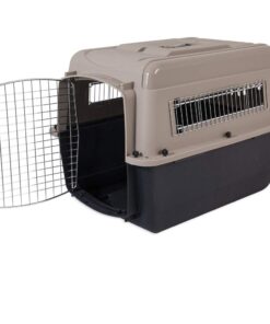 Petmate Ultra Vari Dog Kennel for Small to Medium Dogs (Durable, Heavy Duty Dog Travel Crate, Made with Recycled Materials, 28 in. Long) 25 to 30 lbs, Made in USA TAUPE/BLACK 28" 22 61UZnYOVj9L