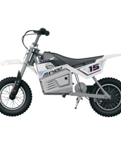 Razor MX400 Dirt Rocket 24 Volts Motocross Electric Dirt Bike with Hand Operated Brakes, Retractable Kickstand, and Folding Metal Pegs, White 14 61UZyWIo54L