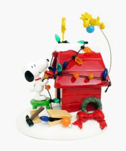 Alternative view of Department 56 Peanuts Decoration, Snoopy’s Dog House, Woodstock, Christmas Lights, 8", Red