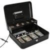 Jssmst Large Locking Cash Box with Money Tray, Lock Box with Security Cable Metal Money Box with Key Lock, Black, CB02304XL Black Key Lock 13 61UeX73KyKL