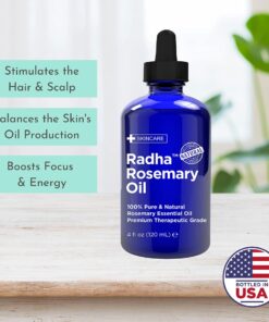 Radha Beauty - Huge 4 oz. Rosemary Essential Oil - 100% Pure Therapeutic Grade, Steam Distilled for Aromatherapy, Relaxation, Scalp, Healthy Hair Growth, Anti-Aging, Dry Skin 4 Fl Oz (Pack of 1) 19 61UfGrxDYQS