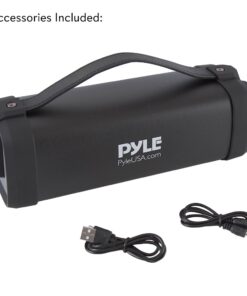 Pyle Wireless Portable Bluetooth Speaker- 100 Watt Power Rugged Compact Audio Sound Box Stereo System with Built-in Rechargeable Battery, 3.5mm AUX Input Jack,FM Radio,MP3 & USB Reader-PBMSQG5, Black 22 61UgB5FA52L