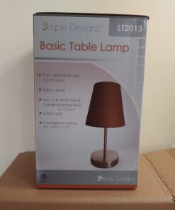Simple Designs LT2013-WHT Mini Basic Sand Nickel Table Lamp with Fabric Shade, White 24 61UhxUFo6gL