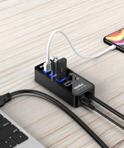 USB 3.0 Hub, atolla 4 Ports Super Speed USB 3 Hub Splitter with On Off Switch with 1 USB Charging Port (Cable Length 2 Feet, No AC Adapter) (4-Port hub) 30 61UjWiygcyL