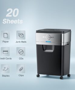 BONSEN Paper Shredder, 20-Sheet 60 Mins Nonstop Heavy Duty Paper Shredder for Office, 60dB Ultra Quiet Cross-Cut Shredder with 6.6 Gals Basket, Anti-Jam CD and Credit Shredder for Home Office (S3104) 19 61UkjnVmynL