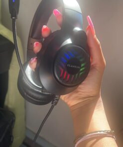 OLANRUN Gaming Headset, Stereo PS5 Headset PS4 Headset Xbox One Headset PC Headset, 9 Colors RBG Gaming Headphones with Mute Microphone for PC, PS4, PS5, Xbox, Switch (Black) 24 61UlLNuCQgL