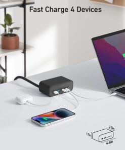 Anker 525 Charging Station, 7-in-1 USB C Power Strip for iphone13/14, 5ft Extension Cord with 3AC,2USB A,2USB C,Max 65W Power Delivery Desktop Accessory for MacBook Pro, Home, Office (Phantom Black) Phantom Black-Round Extension Cord 24 61Uoy4ndXML